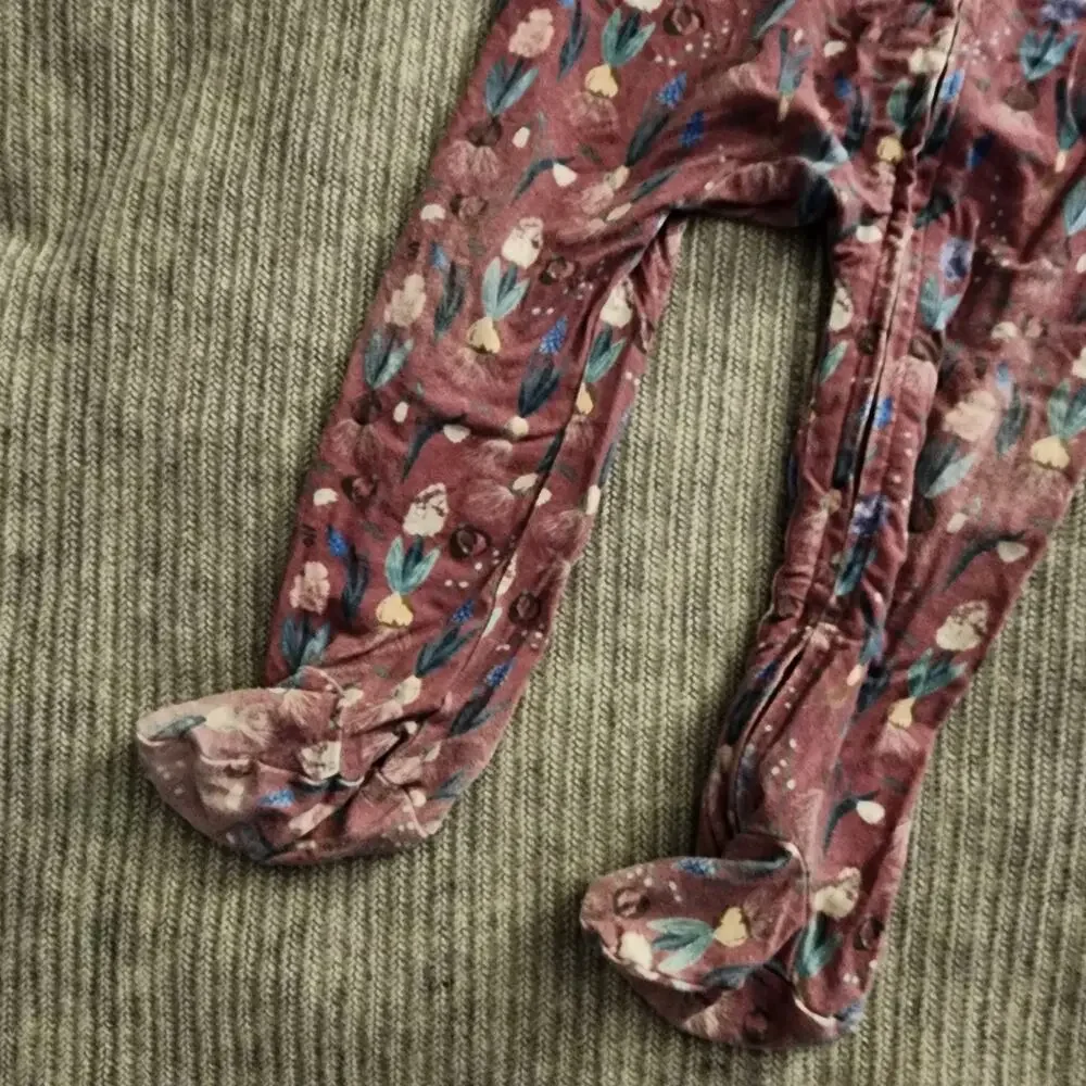 American Farm Company Purple Floral Viscose Bamboo Footies